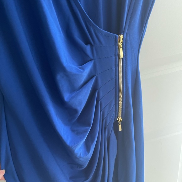 Joseph Ribkoff Royal Blue Faux Wrap Zipper Detail Elegant Blue Wrap Dress Sz 4 - Picture 7 of 10